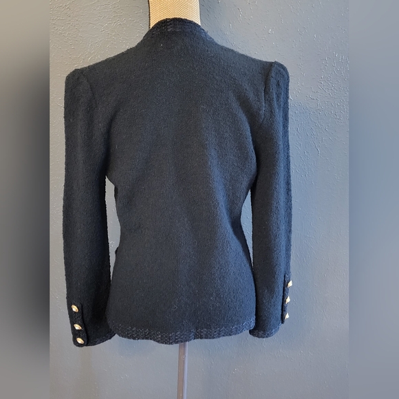 Adolfo New York Vintage 70s Black Wool Boulce Sweater Jacket Medium - Picture 4 of 11